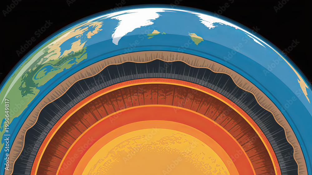earth-s-layers-a-cross-section-of-earth-reveals-its-core-mantle-and