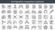 © Vitalii - Immigration inspection systems and travel document verification equipment illustrated as minimal outline icons representing border
