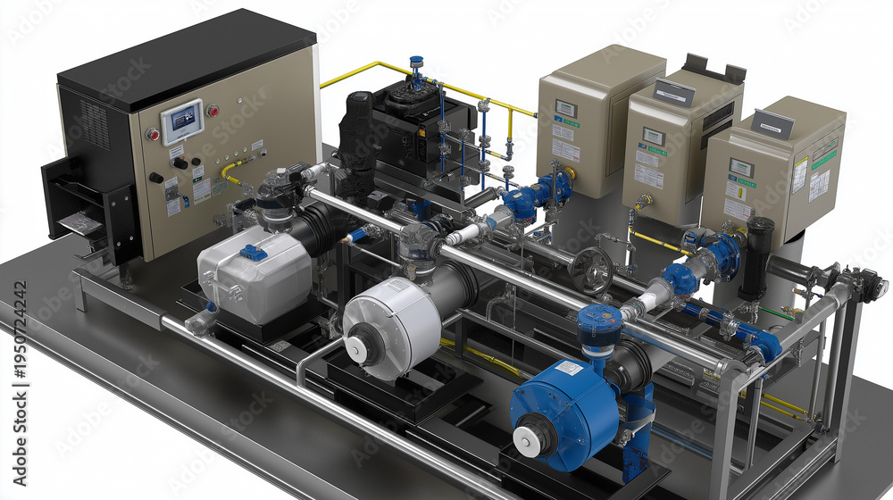Industrial water filtration system diagram showing equipment layout and ...