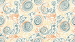 © OVIN Stock - Handdrawn Abstract Seamless Pattern with Vibrant Scribbles Doodles and Spiral Shapes on a Light Background