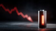 © pattozher - Power depletion concept: A visual depiction of a draining battery, accentuated by a downward trending line, symbolizing the concept of energy depletion and diminishing resources.