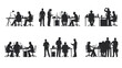 © savindi - Architectural Office People Silhouette Vector Set – Multi View Human Figures Side Front Top Floor Plan Work Activity Isolated on White