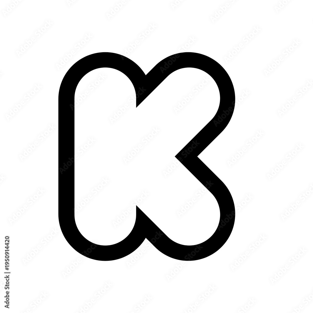 Bold rounded bubble letter K outline icon with smooth curves, modern ...