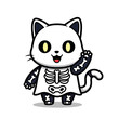 © foom7 - Cartoon cat in skeleton costume.