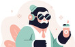 © Neli - Trendy man with beard, sunglasses, headphones and coffee