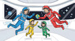 © Asirwanda - Astronauts floating in zero gravity space station with Earth