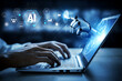 © InfiniteFlow - Futuristic Robotic Hand Interacting with Laptop Display Showcasing Artificial Intelligence Concept in Modern Digital Workspace Quark.