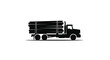 © mst - Black silhouette of a heavy truck transporting a full lumber load