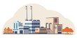 © GN.STUDIO - Factory complex with structures in flat style on a light background, symbolizing industry and production. Vector illustration