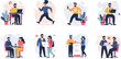 © abdul - Colleagues collaborating, working, and exercising in an office environment