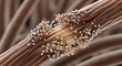 © Jannat00 - Microscopic view of a cluster of brown fibers with small protrusions