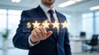 © Isabella - Businessman giving five star rating feedback on virtual interface,customer satisfaction review evaluation and quality assurance concept in corporate environment