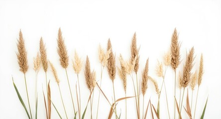 Naklejka na meble Reedmace and flag plants arranged on a plain white backdrop