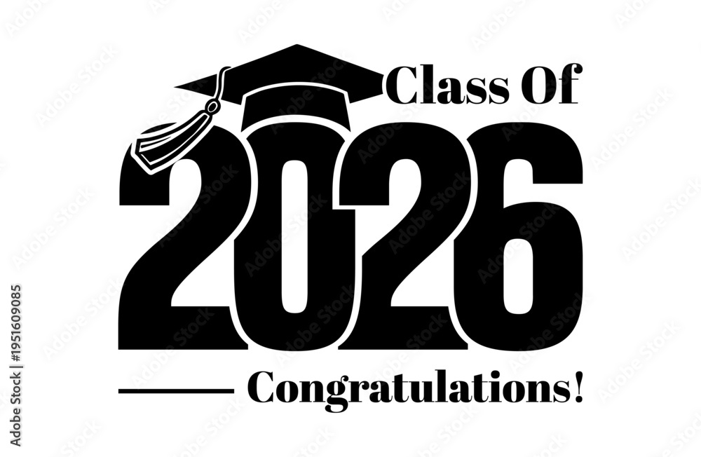 Class of 2026 Graduation with Cap Congratulations Vector Illustration ...