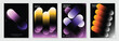 © TWINS DESIGN STUDIO - Black abstract gradient cover vector with purple and orange capsule forms and glossy depth. Modern futuristic poster design for branding, packaging, and creative editorial layouts.