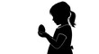 © PRITOMKUMARSEN - Black silhouette of a girl holding an egg, side profile, simple vector illustration