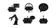 © drawnbybert - Robot chatbot automation and communication icon set solid style for smart technology concept