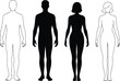 © MdMahedi - Male and female body silhouette and outline template set for fashion design character reference and medical diagram anatomical illustration.