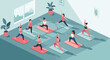 © GDMala02 - A group of people practice yoga poses in a modern minimalist studio emphasizing health and wellness silhouette high quality professional detailed