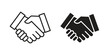 © Lohan - Deal handshake icon set in black outline and fill. Editable icons