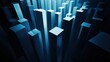 © MyStockz - Futuristic abstract cityscape with geometric towers rendered in cool blue tones, representing modern design and economic growth.