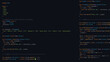 © ec0de - Dark Programmer Screen with Hello World Application and Dynamic Syntax Highlighting in Advanced Development Environment.