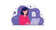 © Faran Arts - Vector illustration of woman working on laptop with document