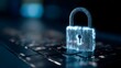 © FANGWORLD - Digital padlock glowing on a keyboard suggests cybersecurity and data protection in the modern era of technology