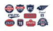 © Hamida Akhter Sumi - Vintage Athletic College Vector Badge Set with Collegiate Shield Crest and Sports Stamp Emblems