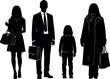 © MdRabiul - Black silhouettes of diverse people in professional and casual attire, family grouping vector artwork for lifestyle, business, and design content