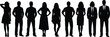 © MstHena - Silhouettes of diverse individuals in formal and casual attire, group unity concept, teamwork, diversity, anonymous people, black vector illustration, design elements