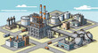 © Ki - Detailed Pixel Art Illustration of a Large Industrial Complex.