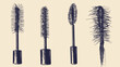 © lestari - Four black and white illustrations of mascara wands, each with a different brush head