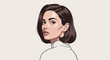 © YLing - Stylish woman's portrait illustration with dark bob hairstyle and subtle makeup