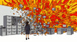 © Hernita - Woman in office overwhelmed by exploding documents and chaos, symbolizing stress and burnout