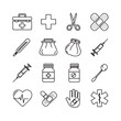 © MDZohurul - Medical Icons Set: First Aid Syringe Heartbeat Thermometer Bandage Pills