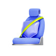 © Charcoal3d - 3D illustration of car seat with safety belt and shield for insurance protection. Used in driver apps, liability coverage features, safety guarantee systems, policy dashboards, and financial.