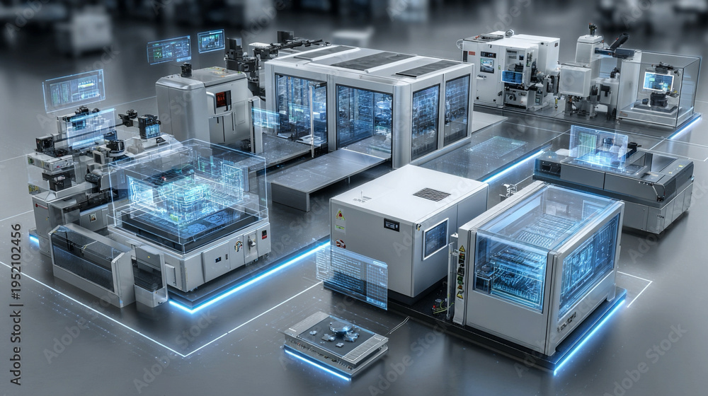 Advanced semiconductor fabrication technology concept featuring ASIC ...