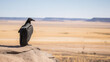 © Alpaca - scavenger. A vulture perched on a rock overlooking an antelope in a vast desert under harsh sun. wildlife magazines, conservation campaigns, designed for nature documentaries and education.