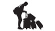© M Bilal - Monochromatic silhouette of a person struggling with an extensive pile of luggage, illustrating the common challenges and burdens associated with modern travel and relocation