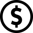© Alamin - Black dollar sign inside circle, currency symbol, finance icon on transparent background