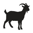 © Pixelly - Goat Standing Silhouette with Horns and Goatee for Agricultural Livestock Branding, Farm Animal Graphics, Rural Countryside