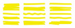 © Yanka - Yellow wavy highlight strokes playful hand drawn marker lines with irregular widths and rounded ends casual doodle aesthetic lively energy for scrapbooks blogger graphics creative presentations fun
