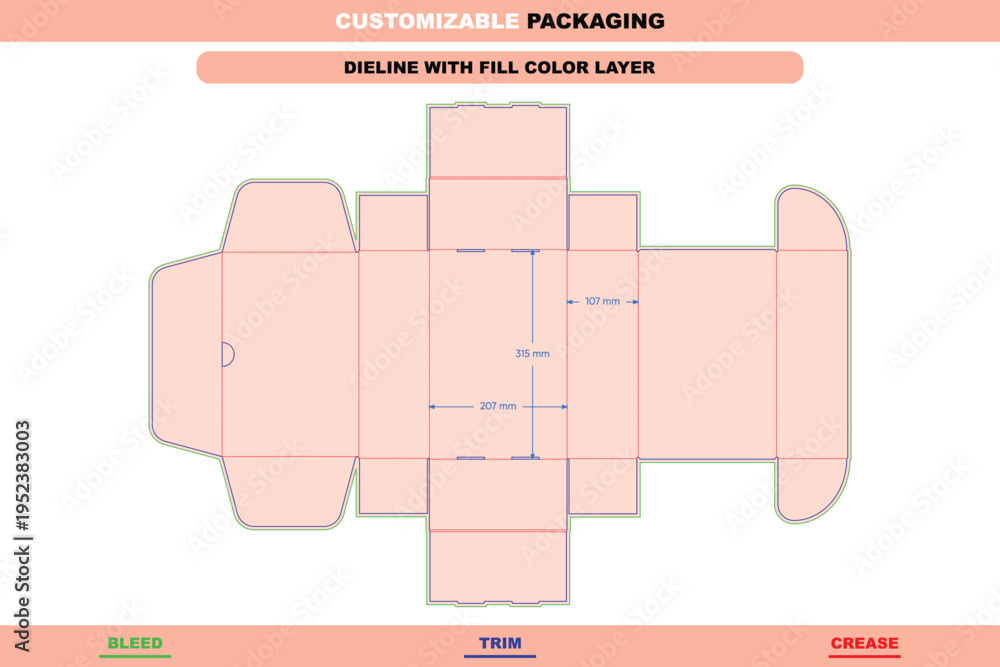 Vektor Flip top box packaging dieline customizable printable template ...