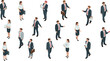 © Md Baccu - Isometric business people collection walking gesturing talking businessman businesswoman holding briefcase folder diverse professional office team characters vector illustration set.