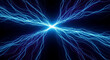 © Hamna - Electric blue lightning bolts radiate from a bright glowing center on a dark background creating an energetic and dynamic visual effect
