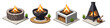 © Passatic - Collection of four distinct outdoor fire pit designs with burning logs and flames