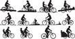 © Blanix - Silhouettes of people riding bicycles in various poses and settings