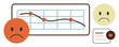 © robu_s - Business performance, user feedback, data analysis, customer sentiment, negative impact, emotional response. Graph showing a downward trend with sad face icons. Business performance and customer