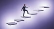 © Tawsif - Businessman in suit ascending steps symbolizing corporate ladder climb and professional career advancement